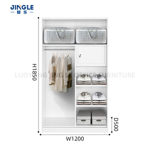 Armoire moderne personnalisée en métal Armoire de rangement en acier avec miroir et 2 portes coulissantes pour chambre à coucher - Product Image 5