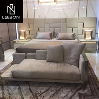 Nouveau design d'ensemble de meubles de chambre à coucher de luxe lit en bois tête de lit king size en cuir blanc lit de luxe