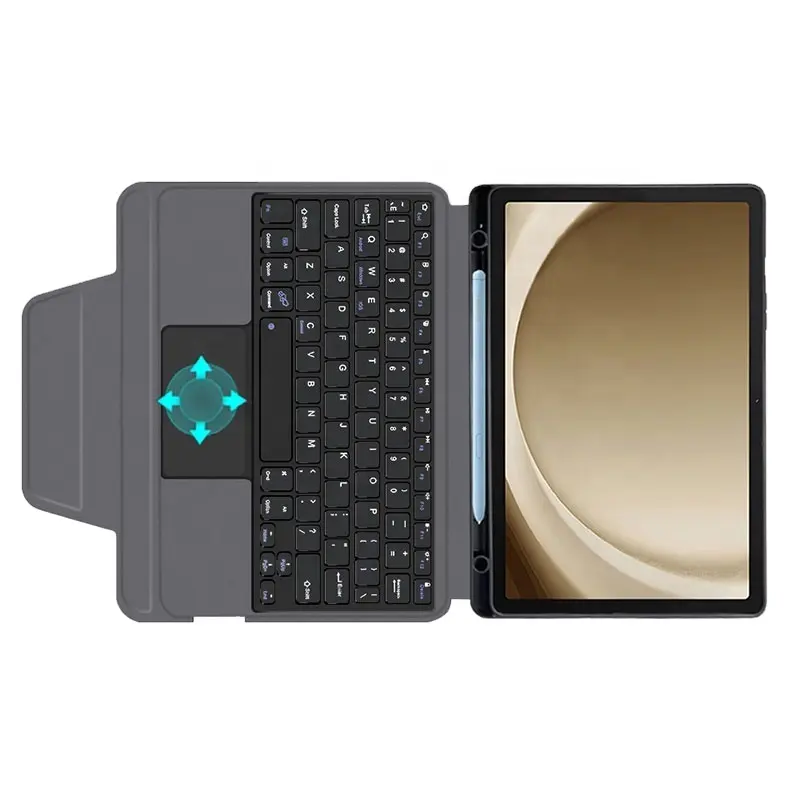 Casing tablet terintegrasi satu buah, casing tablet dengan Keyboard magnetik, penutup pelindung adsorpsi magnetik lampu latar untuk Tab A9 Plus