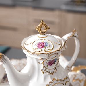 Juego de té y café de la tarde con patrón de relieve de flores europeas personalizado y al por mayor - Product Image 2