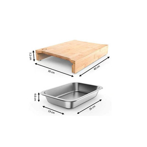 เขียงไม้ไผ่พร้อมถาดเลื่อน 2 ชั้น - Product Image 2