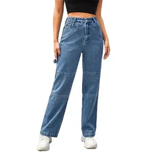 Women's Casual Trousers New Versatile Design High-waisted Jeans Buttocks Slim-fitting Temperament Jeans Straight Jeans