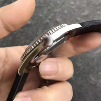 Montre de plongée vintage Sixty-Five, cadran gris, lunette en céramique noire, étanche 100 m, bracelet en cuir marron, montre-bracelet rétro pour homme