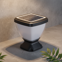 Lampe solaire de jardin à LED pour poteau extérieur, en aluminium, alimentée par énergie solaire, étanche, lumière blanche chaude 3500K, capteur de lumière, rechargeable