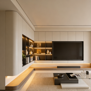 <span class=keywords><strong>Mueble</strong></span> de <span class=keywords><strong>TV</strong></span> de Madera <span class=keywords><strong>para</strong></span> Montar en la Pared con Iluminación Ambiental LED, Consola Multimedia <span class=keywords><strong>Minimalista</strong></span> Nórdica <span class=keywords><strong>para</strong></span> Almacenamiento en la Sala de Estar - Product Image 4