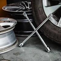 Llave de Tuercas Universal de 4 Vías, Métrica, OEM, Herramienta para Cambio de Neumáticos de Automóvil, Llave de Tuercas Cruzada de Acero de 14 Pulgadas
