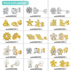 Pendientes de oro amarillo de 10k con diamantes cultivados en laboratorio de 2.3mm, 3 puntas, pendientes de oro de 10k con diamantes cultivados en laboratorio - Product Image 5