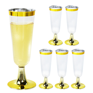 Eco-Friendly BPA-Free <strong>Clear</strong> Plastic <strong>Champagne</strong> <strong>Flutes</strong> - Disposable &amp; Reusable Stemmed Cups For Weddings, Home, Hotels - Product Image 1