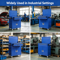 Armoire à outils industrielle à trois niveaux en acier de 1,0 mm avec logo personnalisé, fabrication OEM directe d'usine, capacité de charge de 200 kg, chariot et coffre à outils verrouillables à clé