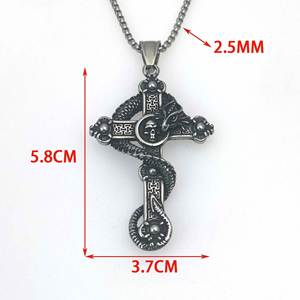 Stainless Steel <b>Cross</b> Gothic Pterosaur Necklace for <b>Men</b> Vintage Titanium Steel Dragon Skull Pendant Necklace Religious Jewelry - Product Image 4