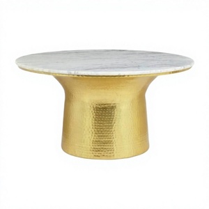 OEM Customized Handmade Contemporary <b>Marble</b> TOP Brass Finish Coffee <b>Table</b> Modern Design Living Room Furniture - Product Image 1