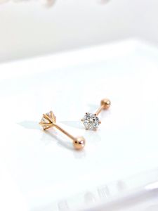 Boucles d'oreilles clous classiques Xinfly pour femme en or blanc/rose 18 carats avec diamants naturels taille brillant ronde FG VS, bijoux de piercing - Product Image 4