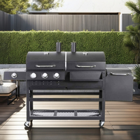 BBQ commercial multifonctionnel à charbon de bois Combo Family Grill Steel Gas Fuel Powder Coated Finish Ultimate Outdoor Cooking