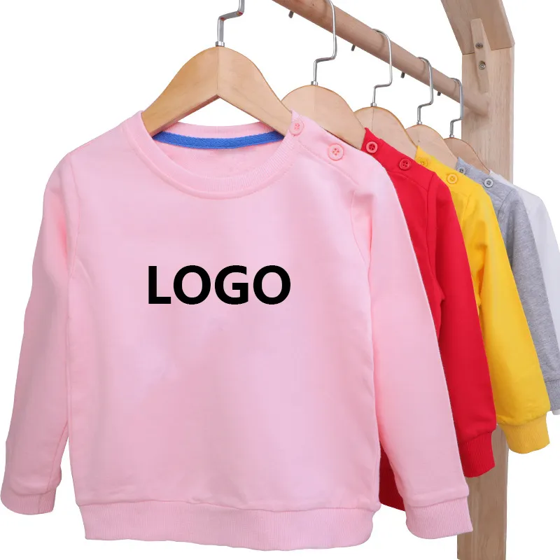 Feishhd405-pull à col ras du cou pour enfants, sweat-shirt 100% coton, personnalisé, vente en gros, printemps-automne