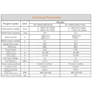 Machine à souder IGBT double mode ZX7 400KY pour applications minières avec alimentation 660V 1140V ZX7-400KY(660V/1140V) Avancée - Product Image 6