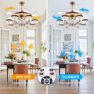 Y334 quạt trần với ánh sáng và điều khiển từ xa hiện đại đèn chùm với Fan Hidden Blades Luxury vàng Home LED fan ánh sáng - Product Image 4