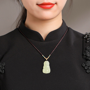 หยกโฮตันธรรมชาติ หยกขาว จี้พระอวโลกิเตศวร สไตล์จีน ดีไซน์ดั้งเดิม ของขวัญพร้อมใบรับรอง <span class=keywords><strong>HT21</strong></span> - Product Image 4