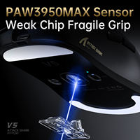 Souris de jeu Attack Shark V5 Mini, légère, 53 g, 42000 DPI, 750 IPS, 8 kHz, tri-mode, PAW3950Max, Nordic52840, rétroéclairage RVB, 6 boutons