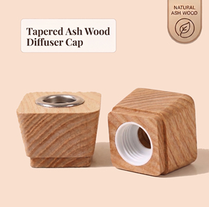 Vietnam WeWood Couvercle diffuseur carré en bois à niveaux avec collier métallique, bouchon en bois pour parfum, fermeture à vis géométrique pour arôme - Product Image 1