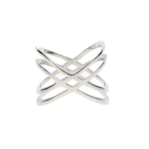 Bague en <span class=keywords><strong>argent</strong></span> sterling S925 polie sans <span class=keywords><strong>pierre</strong></span>, à motif croisé - Product Image 1
