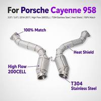 Knalpot Downpipe Anti Panas dari Baja Tahan Karat untuk Porsche Cayenne 958 3.0T 3.6T 2014-2017 Upgrade Performa Mobil Balap