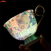 Ensemble tasse à café et soucoupe en porcelaine fine de style marocain, 400 ml, durable, idéal pour le thé de l'après-midi, avec logo personnalisé pour les fêtes