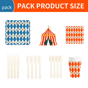 DAMAI - Decoración para Fiestas de Carnaval, Tema de Circo, Platos y Servilletas de Papel para Cumpleaños, Juego con Vasos y Pajitas para 8 Personas - Product Image 4