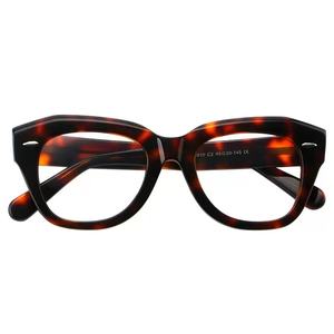 ブルーアセテートレトロプレートメガネ大型ヨーロッパアメリカンスクエア近視眼鏡フレームアンチブルーリーディンググラスファッショナブル - Product Image 4