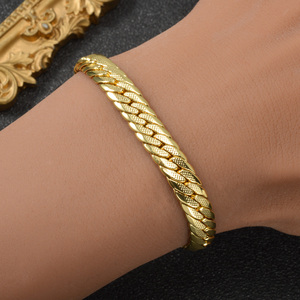 snake shaped chain link embossed textured <b>copper</b> polished men women fashion party wholesale custom 18k gold plated <b>bracelet</b> - Product Image 2