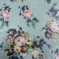 Tissu en maille polyester spandex de haute qualité avec broderie en dentelle et impression numérique 3D à paillettes, tissu à sequins de 5 mm pour vêtements élégants
