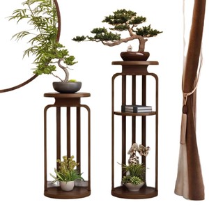 Soporte para flores estilo chino, estante de pie para sala de estar, soporte para flores de madera maciza para balcón, nuevo estilo 2025, para interiores - Product Image 5