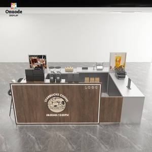 Hot Selling Luxury Coffee Shop Counter <b>Bar</b> with <b>LED</b> <b>Lighting</b> and Eco-Friendly Design for Cafe Shops - Product Image 2