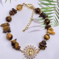 Bracelets en cristal de guérison en œil de tigre jaune brun véritable plaqué or CZ, pierre naturelle, bijoux de protection spirituelle