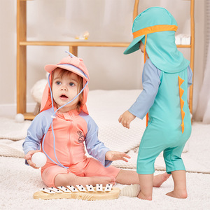 Nouveau style <span class=keywords><strong>Maillot</strong></span> de bain à manches longues pour bébés garçons et filles, motif dinosaure, protection solaire, séchage rapide, en polyester, pour nourrissons et tout-petits - Product Image 1