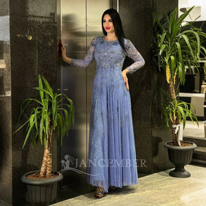 Jancember TK34-29 Dubaï à manches longues diamant soirée robes de bal formelles - Product Image 3