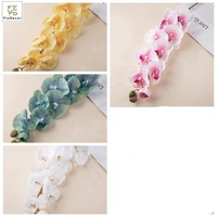 Fleur d'orchidée papillon artificielle de haute qualité à 9 têtes, en soie et latex, toucher réel, pour décoration de mariage et événements, vente en gros