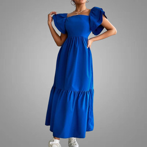 Robe décontractée pour femmes, vêtements pour femmes, manches superposées, à volants, ourlet papillon, robes à volants, à col carré, nouvelle collection, - Product Image 4