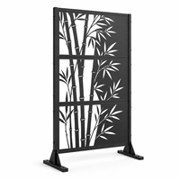 Panneaux de séparation de jardin autoportants en acier galvanisé noir découpés au laser style Art Déco, occultants, décoratifs, pour clôture de terrasse