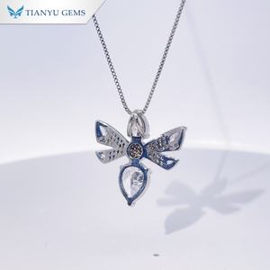 Collar de Plata de Ley 925 con Forma de Mariposa y Circonita en Forma de Pera de Tianyu Gems - Joyería Elegante para Mujer para Aniversario - Product Image 2