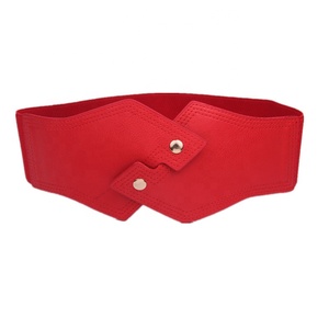 New <strong>Women</strong> Geometric Fashionable Ladies Wide PU Leather Wide Elastic <strong>Belt</strong> Irregular Stretch Design with Alloy Buckle <strong>for</strong> Dresses - Product Image 2