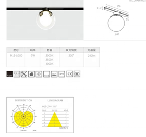 Arcllux 48VDC 24VDC 3W Mini foco LED decorativo Cob Global pista magnética interior E27 bola de cristal colgante cuerpo de lámpara de aluminio - Product Image 3
