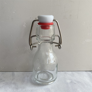 Bouteille en verre carrée de 50 ml, 100 ml, 3,5 oz pour eau, jus, bière, liqueur, décoration d'intérieur, avec bouchon à bascule en acier inoxydable 304/201 - Product Image 6