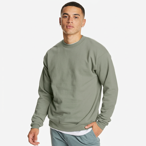 Sweat-shirt à col rond uni pour homme, coupe classique, décontracté, à manches longues, vert sauge - Product Image 1