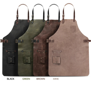 Tablier de travail en cuir véritable noir pour homme, multi-poches, sangle réglable, résistant à l'abrasion, tablier utilitaire d'atelier 840x600mm en cuir - Product Image 4