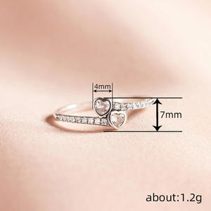 T0476 Anello da donna in oro bianco con diamante taglio a cuore, anello di fidanzamento con diamante naturale colore D 14K - Product Image 4