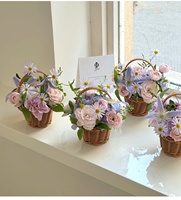 Keranjang Bunga Anyaman Mini Aierflorist, Desain Genggam Lucu Buatan Tangan untuk Pot Bunga Segar dan Sukulen