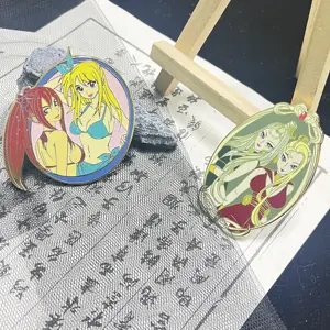 No Minimum Lapel Pin Metal Badge Manufacture Rose Gold Plated Glitter Anime Cartoon Soft Hard Enamel Pin Custom Enamel Pin
