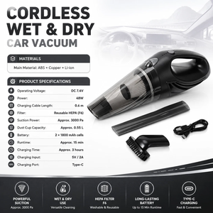 Mini aspirateur à main sans fil rechargeable à haute puissance d'aspiration pour <span class=keywords><strong>voiture</strong></span> <span class=keywords><strong>et</strong></span> usage domestique - Product Image 2