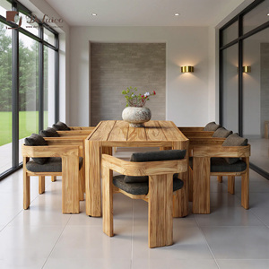 Modern Teak Outdoor <strong>Dining</strong> <strong>Bench</strong> <strong>Set</strong> <strong>with</strong> Tea Table and Seats-Waterproof for Courtyard - Product Image 6