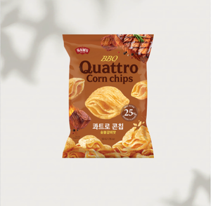 SAMAH BBQ Quattro Corn Chips Saveur Galbi coréen Goût de viande fumée Texture ondulée à quatre couches Collation croustillante Pack de collations accrocheuses - Product Image 1